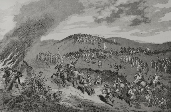 Battle of Calatanazor, (July 1002), Iberian peninsula, 1890.  Creator: Unknown.