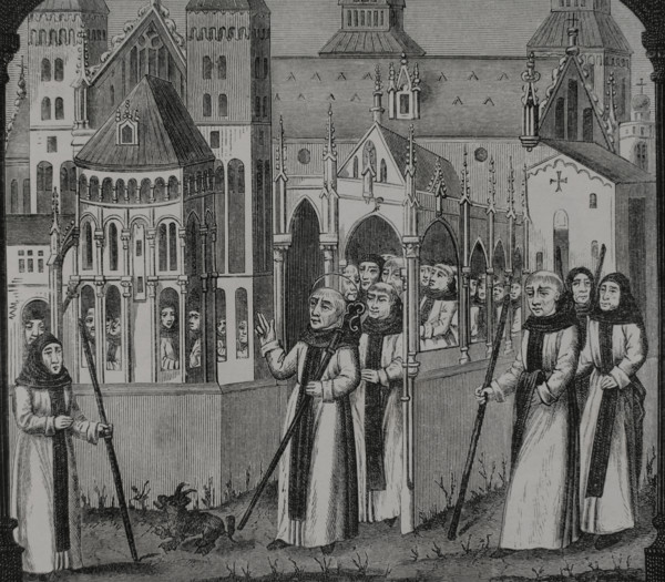 Saint Bernard, (1090-1153) takes possession of the Abbey of Clairvaux...1115 (1877).  Creator: Jules Jean Marie Joseph Huyot.
