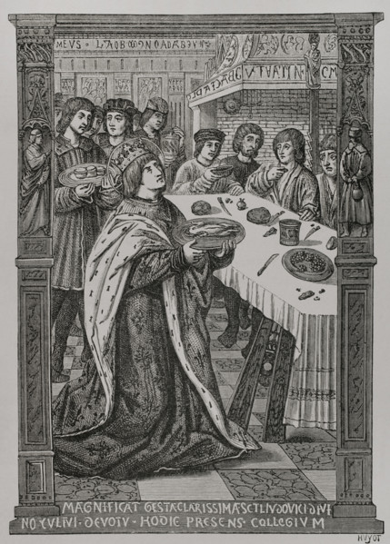St Louis serving a meal to the poor, c1503, (1877).  Creator: Unknown.