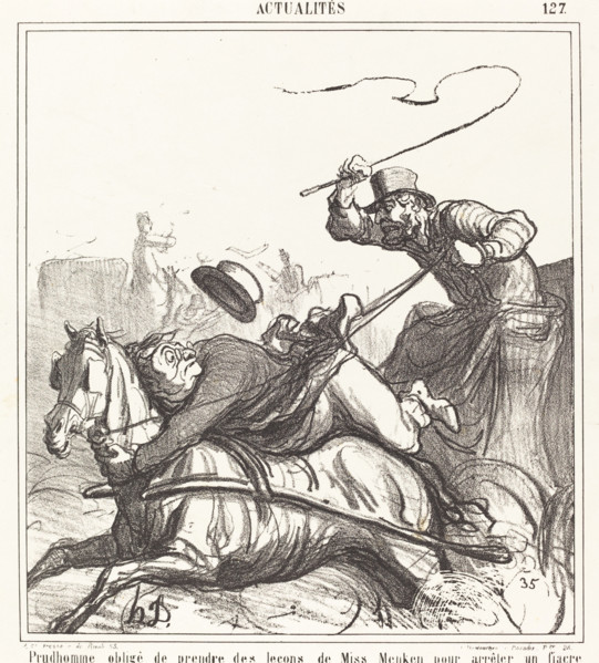 Prudhomme obligé de prendre des leçons..., 1867. Creator: Honore Daumier.