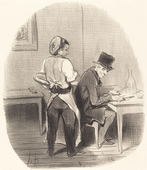 Mais, monsieur, je vous assure que c'est du vrai veau!..., 1852. Creator: Honore Daumier.