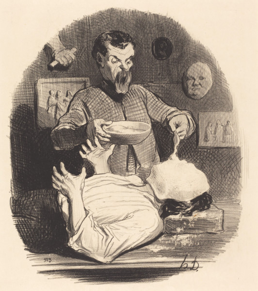 Un monsieur qui veut se donner la satisfaction d'avoir son masque, 1846.  Creator: Honore Daumier.