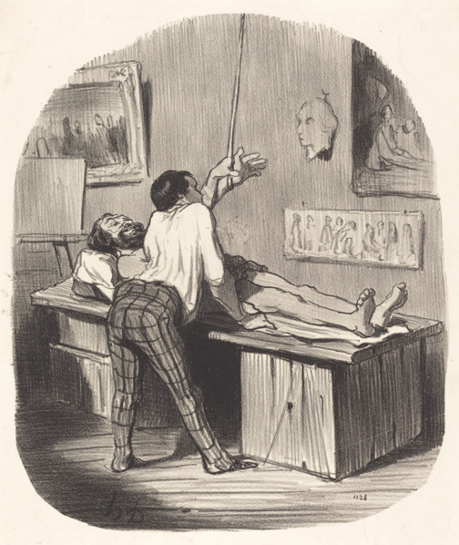 - Comment, St. Gervais a pris cette position là..., 1850. Creator: Honore Daumier.