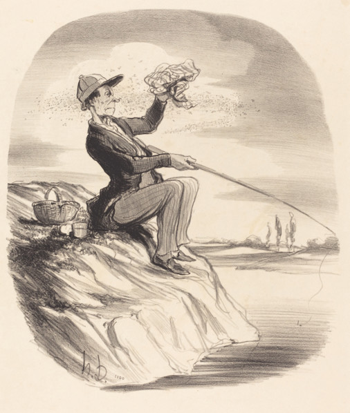 Désagrément d'aller à la pêche..., 1847. Creator: Honore Daumier.