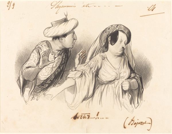 Sortez!... (Bajazet), 1841. Creator: Honore Daumier.
