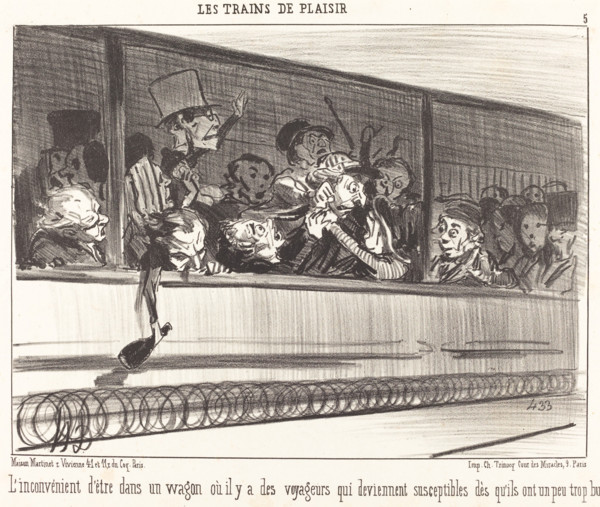 L'Inconvénient d'être dans un wagon..., 1852. Creator: Honore Daumier.