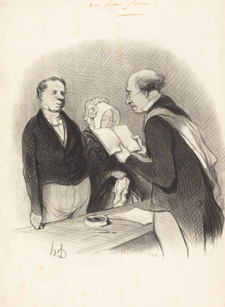 Devant M. le Maire, 1845. Creator: Honore Daumier.