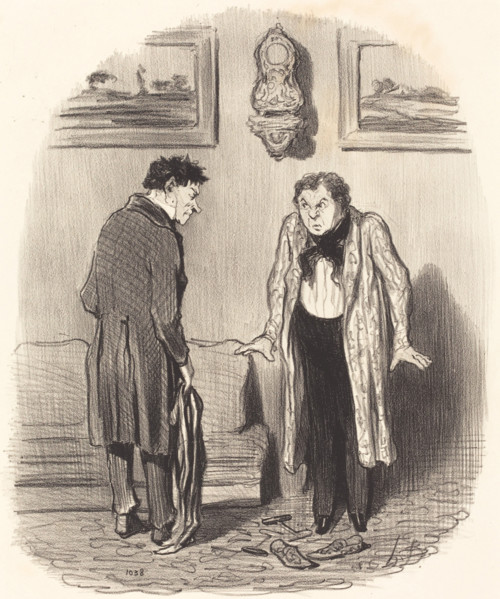 Mais quand je vous dis que je ne peux pas remuer les pieds avec ses bottes là!.., 1847.  Creator: Honore Daumier.