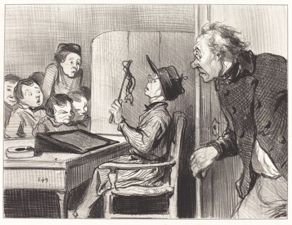 Attends, attends... j'te vas en donner moi du maître d'école!..., 1846.  Creator: Honore Daumier.