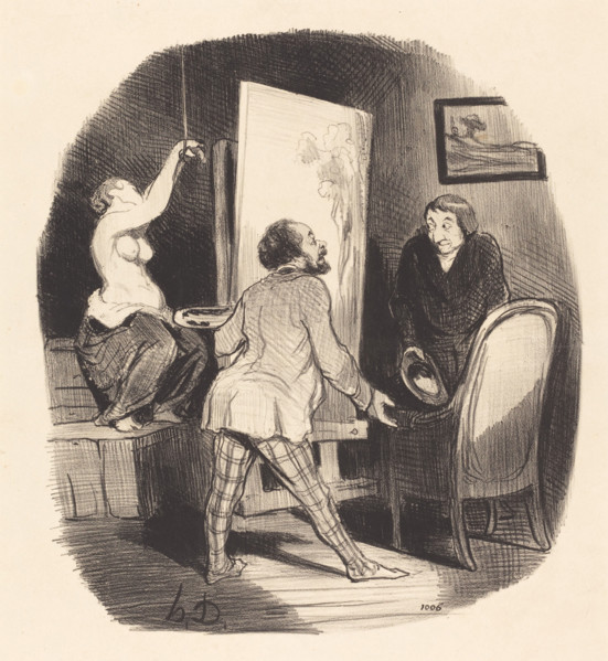 Une position difficile, 1847. Creator: Honore Daumier.