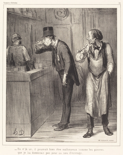 En v'la un, il pourrait bien être malheureux comme les pierres..., 1862. Creator: Honore Daumier.