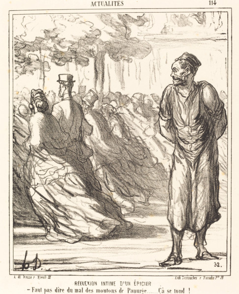 Réflexion intime d'un épicier, 1867.  Creator: Honore Daumier.