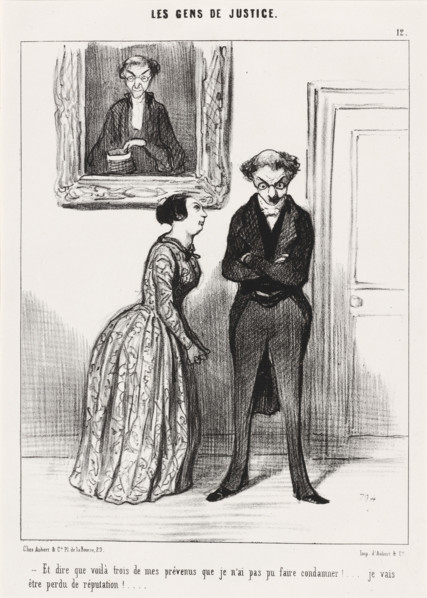 Et dire que voilà trois de mes prévenus que je n'ai pas pu faire condamner!..., 1845. Creator: Honore Daumier.