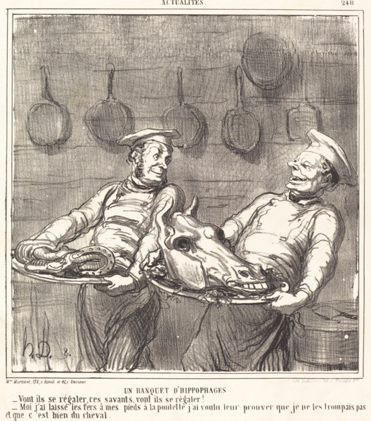 Un banquet d'hippophages, 1865. Creator: Honore Daumier.