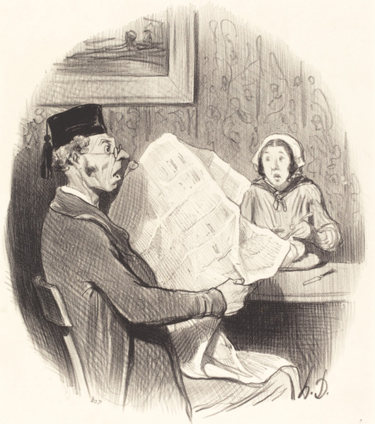 Le Format de plus en plus monstre, 1845. Creator: Honore Daumier.