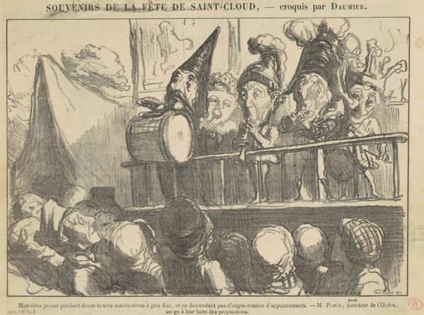 Musiciens jouant pendant douze heures ..., 19th century. Creator: Honore Daumier.