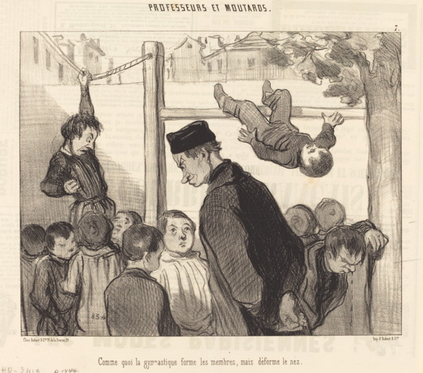 Comme quoi la gymnastique forme les membres..., 1845. Creator: Honore Daumier.