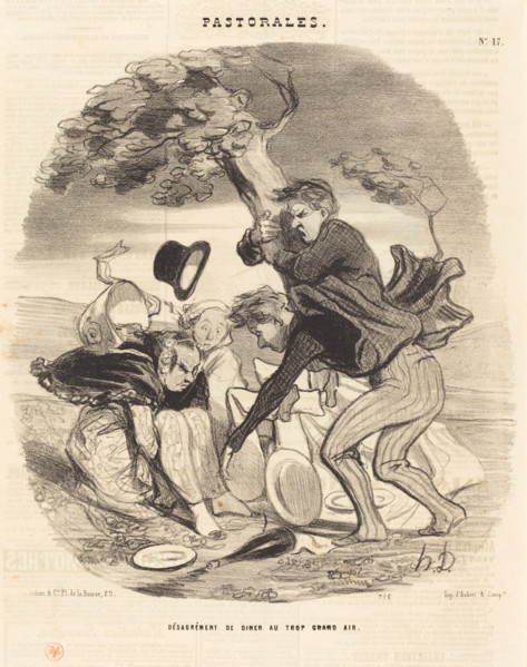 Désagrément de diner au trop grand air, 1845. Creator: Honore Daumier.