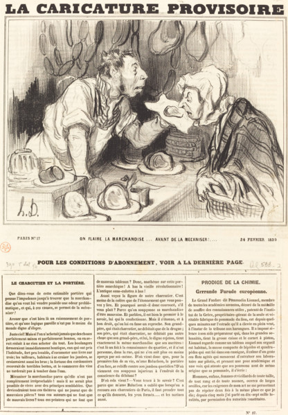 On flaire la marchandise... avant de la mécaniser!..., 1839. Creator: Honore Daumier.