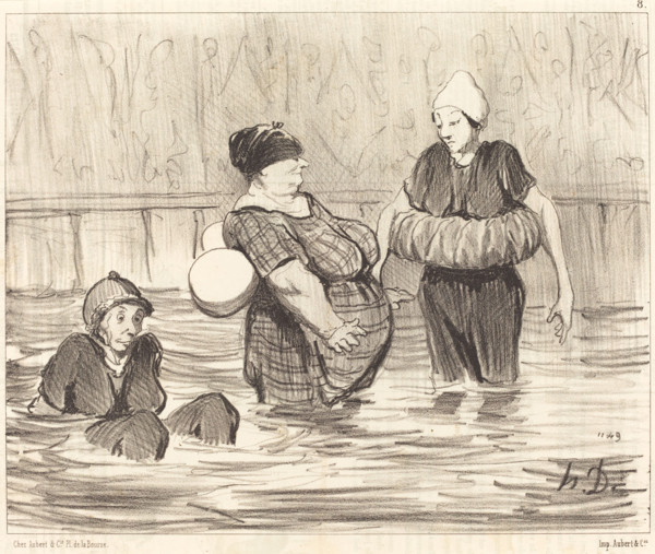 Les baigneuses prudentes, 1847. Creator: Honore Daumier.