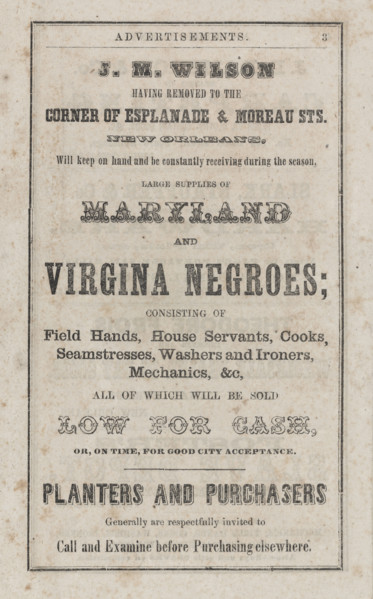 Poster advertising sale of slaves from Maryland and Virginia, c1857.  Creator: Unknown.