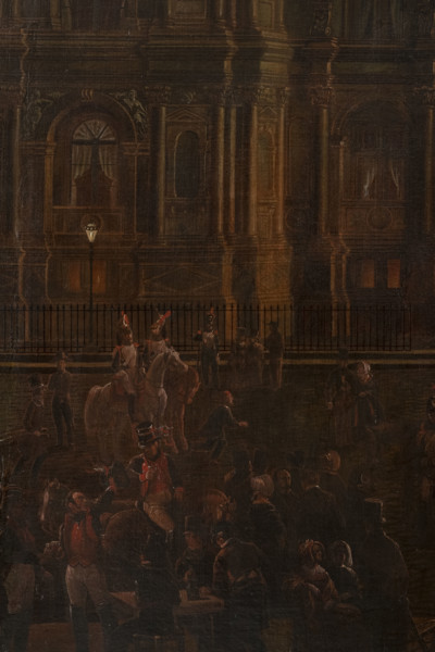 Illumination of the Hôtel de Ville for King's Day, May 1, 1847, (1847). Creator: Auguste Roux.