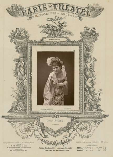 Jane Hading/ Palais Royal, 1877. Creator: Paul Nadar.