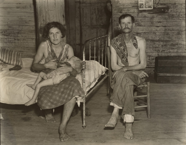 Bud Fields with His Wife Ivy, and His Daughter Ellen, Hale County, Alabama, 1936. Creator: Walker Evans.