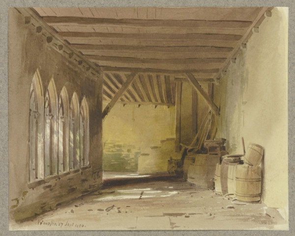 Cloister of the Collegiate Church of St. Peter and Paul in Bad Wimpfen, where wooden..., 1850. Creator: Carl Theodor Reiffenstein.