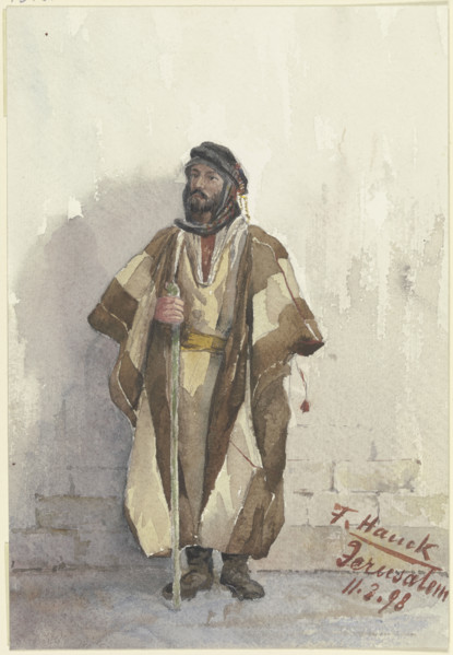 Jew standing against a wall, 1898. Creator: Fritz Hauck.