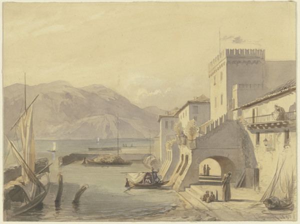Upper Italian port, 1850. Creator: Philipp Rumpf.