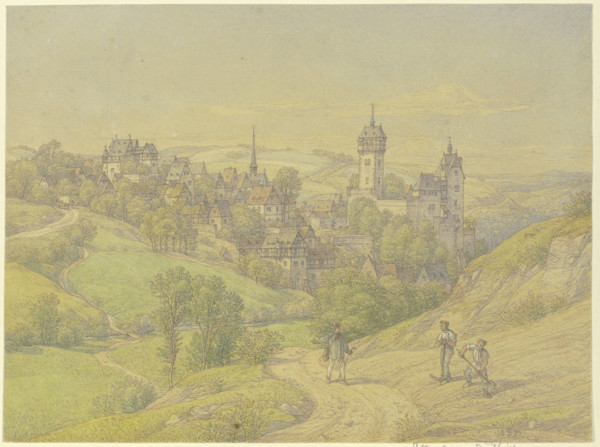 Kleeberg in the Wetterau region, a small mountain town with old towers, a castle, and a church, 1870 Creator: Peter Becker.