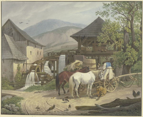Sawmill and gristmill in the Stickelberg Valley near Wiener Neustadt on the Hungarian border, 1816. Creator: Johann Adam Klein.