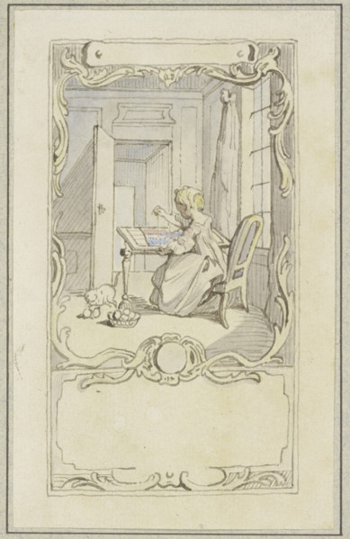 Small girl sitting at a table, 18th century. Creator: Hubert Francois Gravelot.