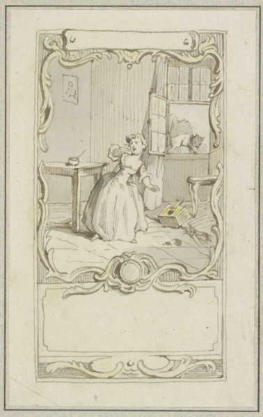 Small girl standing at a table, 18th century. Creator: Hubert Francois Gravelot.