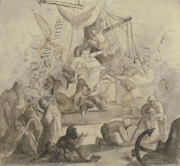 Crew of a frigate, in a battle (?), 1846. Creator: Victor Muller.