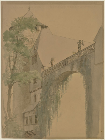 Detailed View of the Courtyard of Fürstenau Castle in the Odenwald Forest, mid-19th century. Creator: Josef Ferdinand Becker.