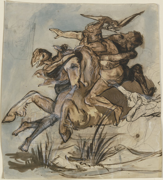 Bearded man on a horse at a full gallop..., mid-19th century. Creator: Victor Muller.