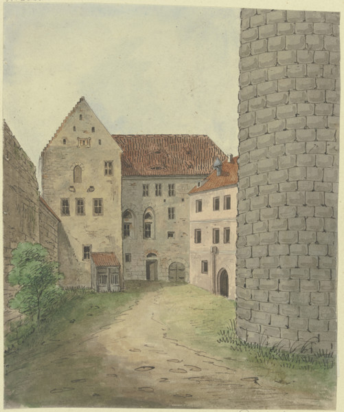 Courtyard of Colmberg Castle, 19th century. Creator: Karl Ballenberger.