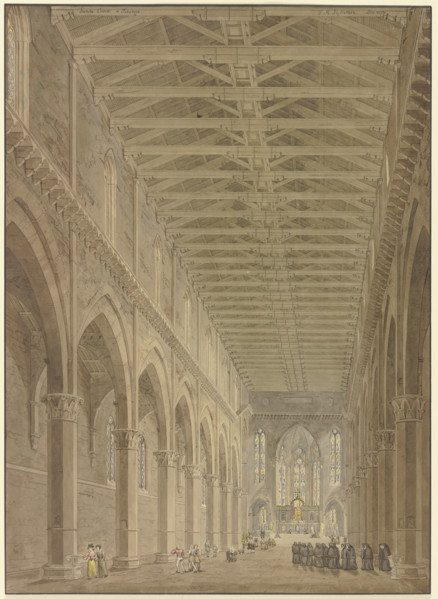 Interior view of Santa Croce in Florence, 1827. Creator: Friedrich Maximilian Hessemer.