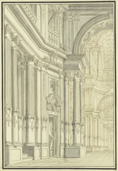 Interior of a Baroque church, 17th century. Creator: Giacomo Antonio Mannini.