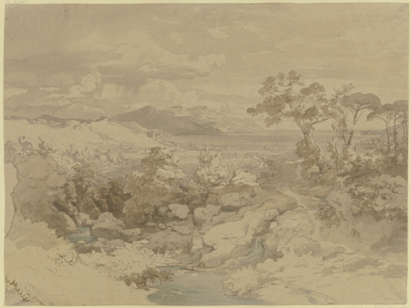 Italian landscape, 19th century. Creator: Eduard Wilhelm Pose.