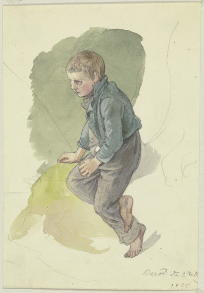 Seated farm boy from Berod, 1835. Creator: Jakob Becker.