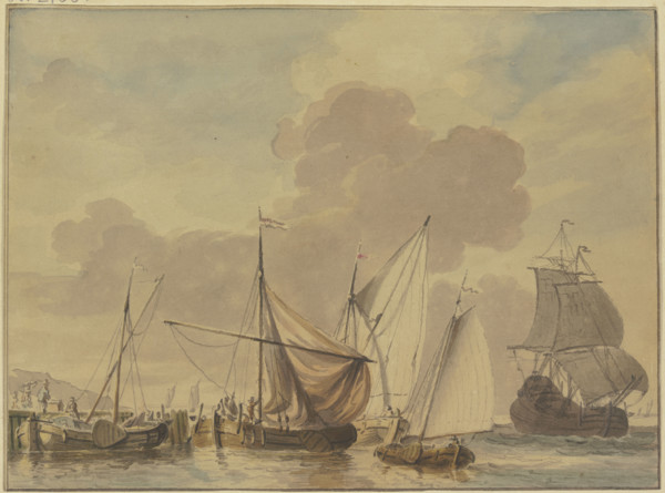 Navy with five ships in the foreground, 18th century. Creator: Jan Verbruggen.