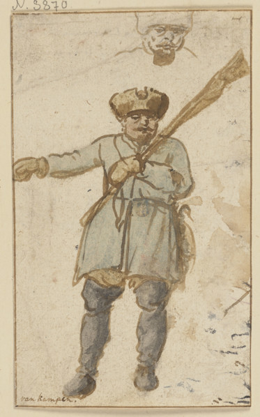 A hunter with a rifle and fur hat, 17th century. Creator: Hendrick Avercamp.