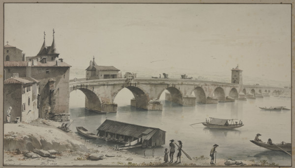 View of the Pont de la Guillotière in Lyon, 1760. Creator: Jean-Jacques de Boissieu.