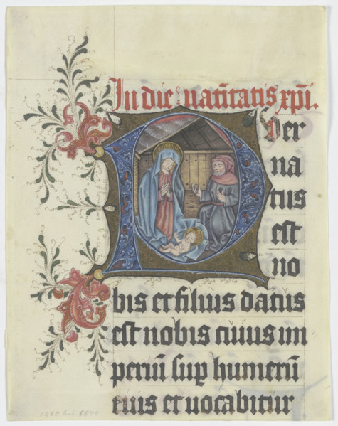 Initial P: Birth of Christ (text fragment on verso), 15th century. Creator: German, 15th century;.
