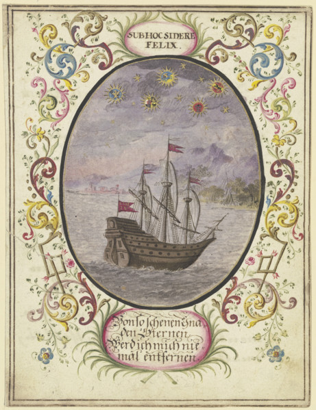 A ship in an oval, c1740-1788. Creator: Johann Esaias Nilson.