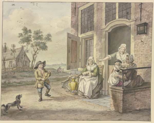 Savoyard boy in front of a house Dancing, 1772. Creator: Maria Margaretha la Fargue.