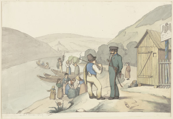 Toll guard at the Rhine, 1829. Creator: Jakob Dielmann.
